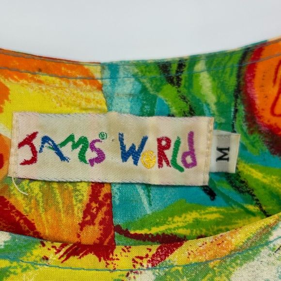 Vintage Jams World Hattie Dress Vibrant Bold Tropical Floral Mixed Print- Medium - Picture 3 of 9